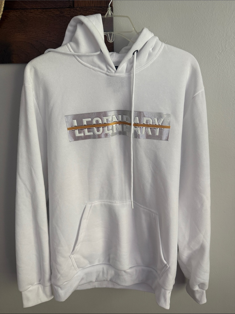 Men's Crewneck Hoodie Sweatshirt - White with 'LEGENDARY' Graphic